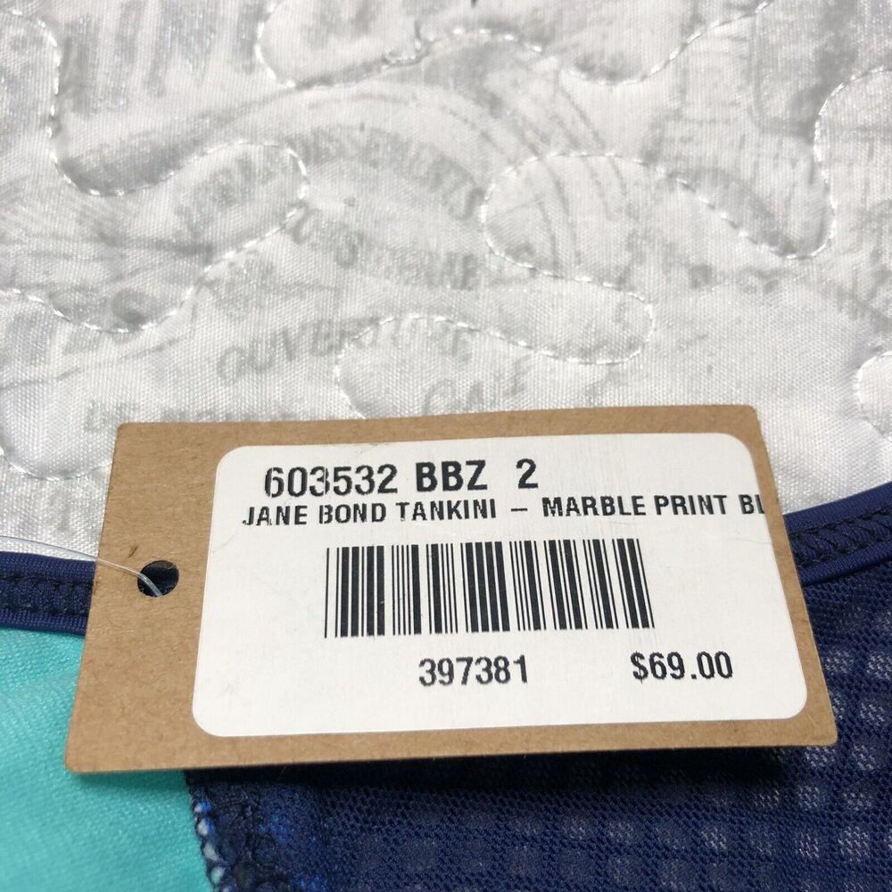 Title Nine Jane Bond Tankini Swim Top Size Medium Marble Print Blueberry 603532 - Picture 2 of 11